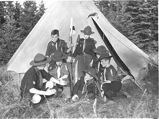 Boy Scouts In Front of Tent